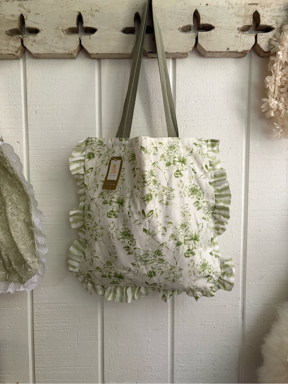 Rachel Ashwell Floral Ruffle Tote Bag in Green - Women Bags